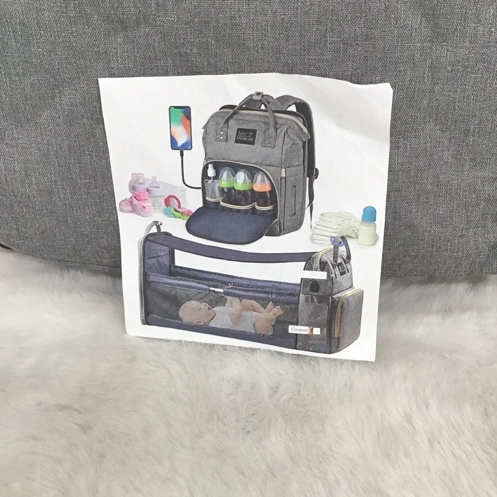 HKZ Home Keep Zeal Nylon Baby Diaper Bag/Backpack Foldable Crib Storage Travel